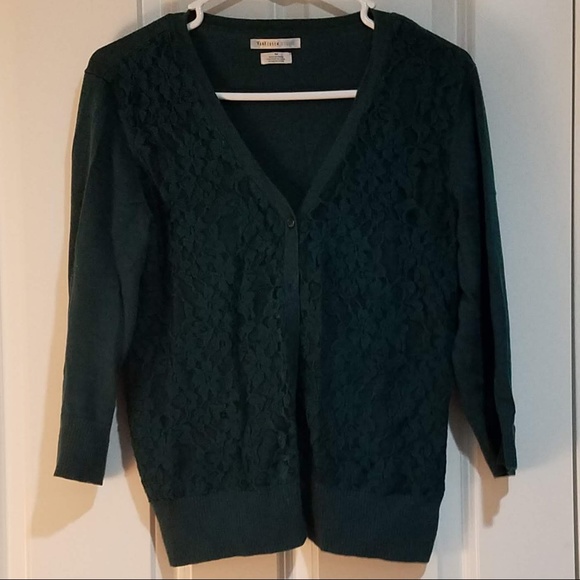 Van Heusen Sweaters - Laced front olive green cardigan
